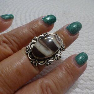 Natural COCONUT JASPER Handmade Sterling 925 Ring Size 8 #764C